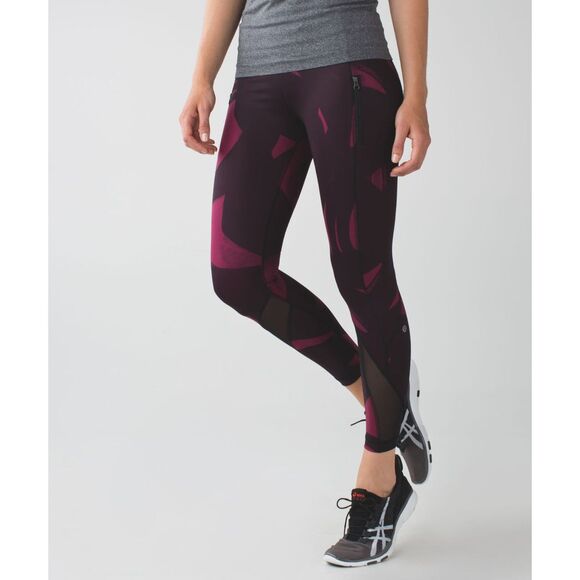 lululemon athletica Pants - Lululemon Inspire Tight II Back Spin Stroke Dashing Purple Black / Black 4